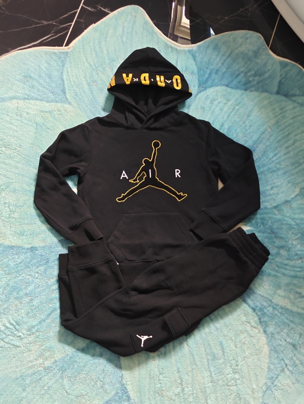 Jordan Black and Gold Kids Hoodie & Jogger Pajama Set